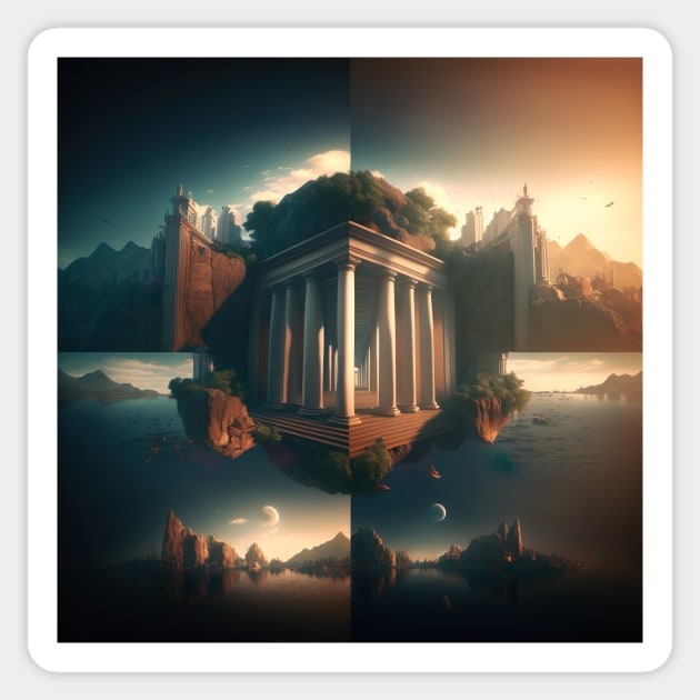 Greek Temple Wallpaper Ai Art Sticker by AiArtPerceived